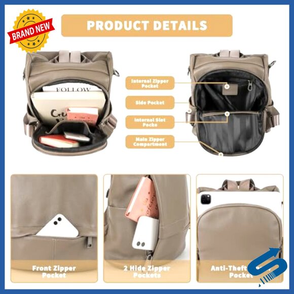 Genuine Leather Backpack Purse Convertible Anti-Theft Soft Rucksack Designer Amazon.com: UEIRY Leather Backpack Purses, Anti-theft  main image 4